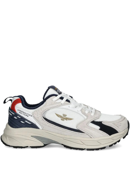  Aeronautica Militare Baskets à Empiècements En Résille - Blanc 
