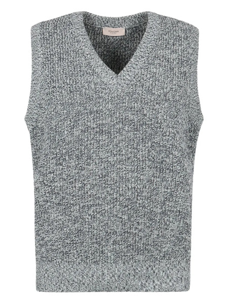  Agnona Pull à Col V - Bleu 