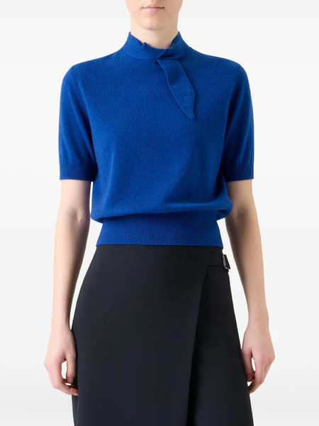  Akris Pull En Maille à Col Noué - Bleu 