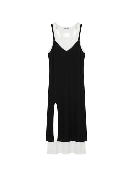  Alainpaul Layered Side-slit Midi Dress - Noir 