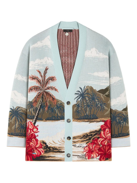  Alanui Cardigan Hidden Bay à Imprimé Tropical - Bleu 