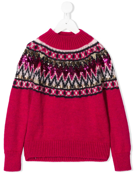  Alberta Ferretti Kids Pull Brodé De Sequins - Rose 
