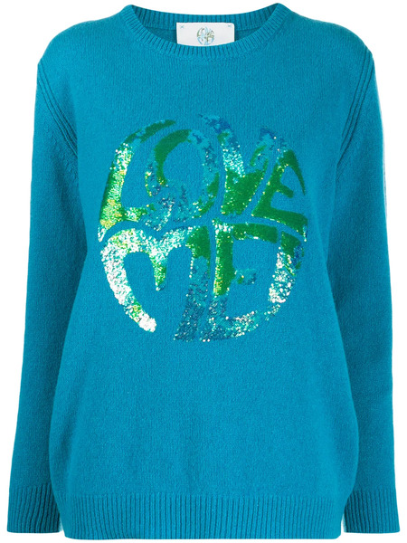  Alberta Ferretti Pull Brodé De Sequins - Bleu 