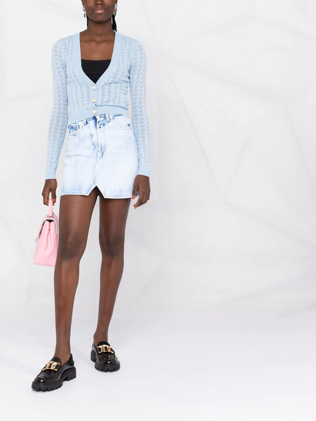  Alessandra Rich Jupe En Jean à Taille Haute - Bleu 