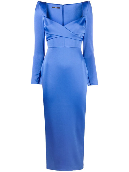  Alex Perry Robe En Satin Linden à Coupe Mi-longue - Bleu 