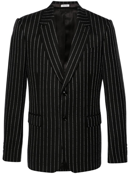  Alexander Mcqueen Blazer Boutonné à Fines Rayures - Noir 