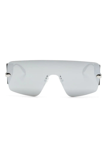  Alexander Mcqueen Eyewear Lunettes De Soleil Miroitées à Monture Couvrante - Argent 
