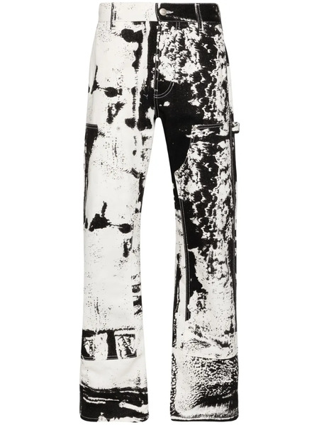  Alexander Mcqueen Jean Crop à Imprimé Fold - Blanc 