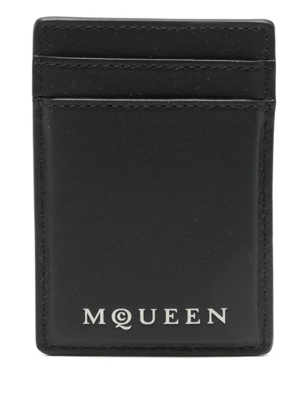  Alexander Mcqueen Porte-cartes Mcqueen Magnetic En Cuir - Noir 