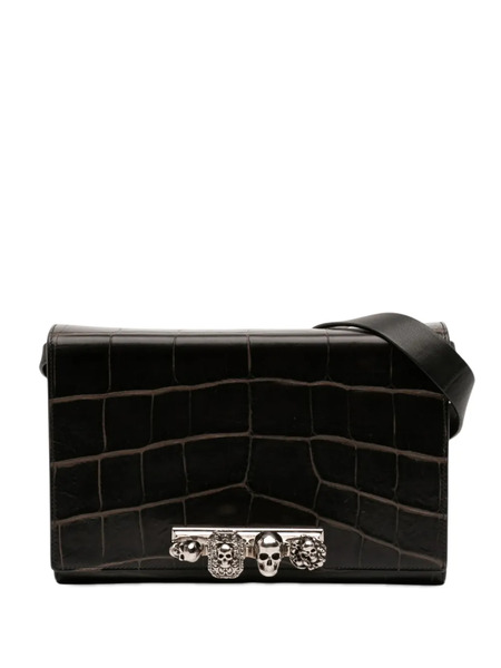  Alexander Mcqueen Pre-owned Mini Sac à Bandoulière à Effet Crocodile Et Ornement Skull (2018) - Noir 