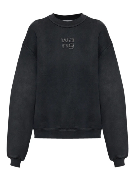  Alexander Wang Pull à Logo Strassé - Gris 