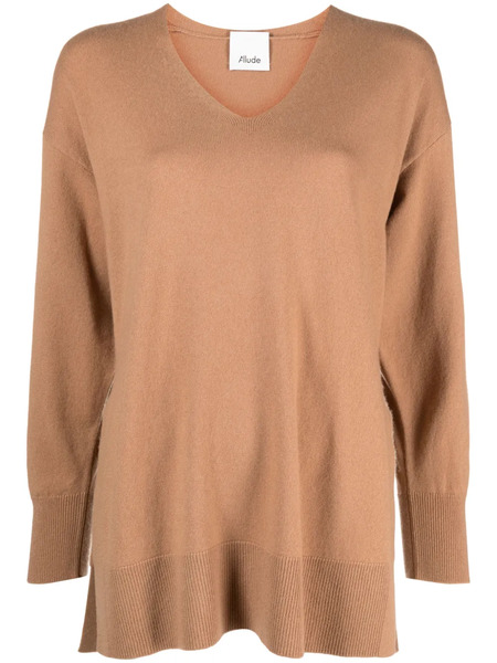  Allude Pull à Col V - Marron 