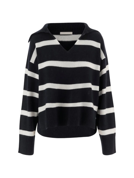  Allude Pull Rayé à Col V - Bleu 