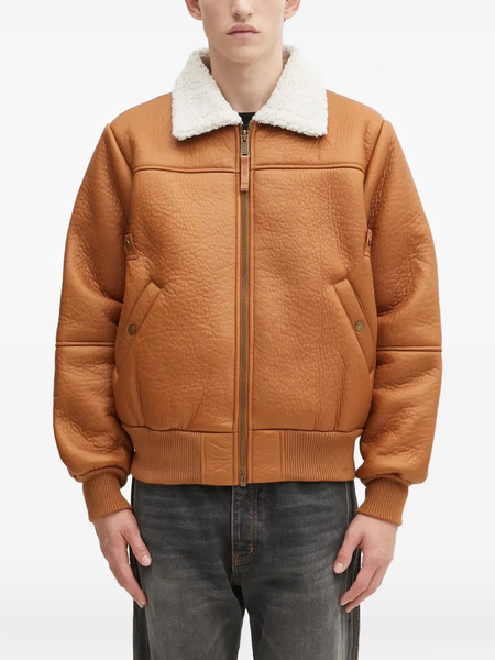  Alpha Industries Veste Zippée à Col En Peau Lainée - Marron 