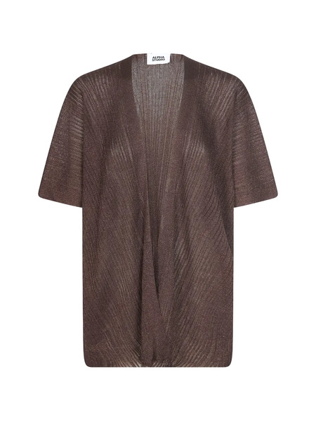  Alpha Studio Cardigan à Design Ouvert - Marron 