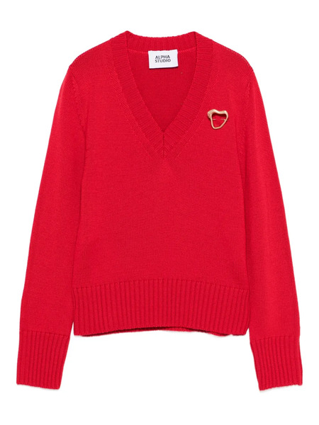  Alpha Studio Pull à Détail De Cœur - Rouge 