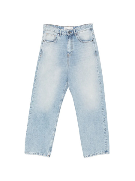  Amaránto Faded-effect Wide-leg Jeans - Bleu 