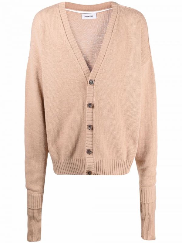  Ambush Cardigan à Logo Intarsia - Tons Neutres 