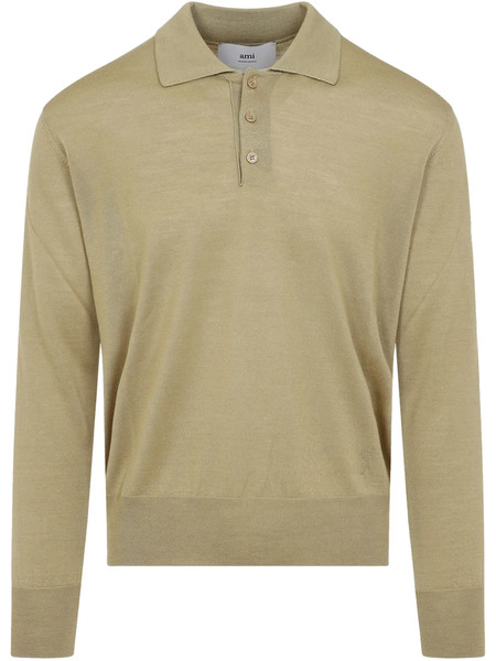  Ami Paris Polo En Maille Fine - Tons Neutres 