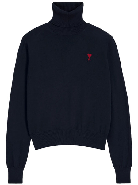  Ami Paris Pull Ami De Coeur à Col Montant - Bleu 