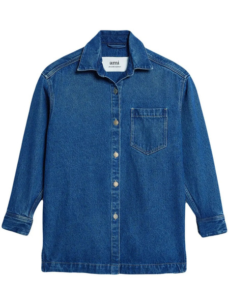  Ami Paris Surchemise En Jean à Col Italien - Bleu 