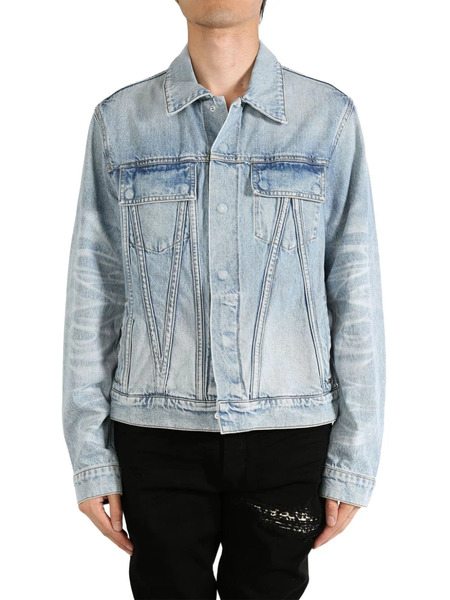  Amiri Distressed-effect Denim Jacket - Bleu 
