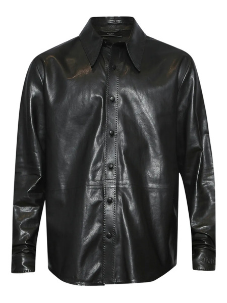  Amiri Veste En Cuir à Boutonnière - Noir 