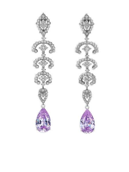  Anabela Chan Boucles D'oreilles Scallop Lace En Rhodium Vermeil Serties D'améthyste Et De Diamant - Violet 