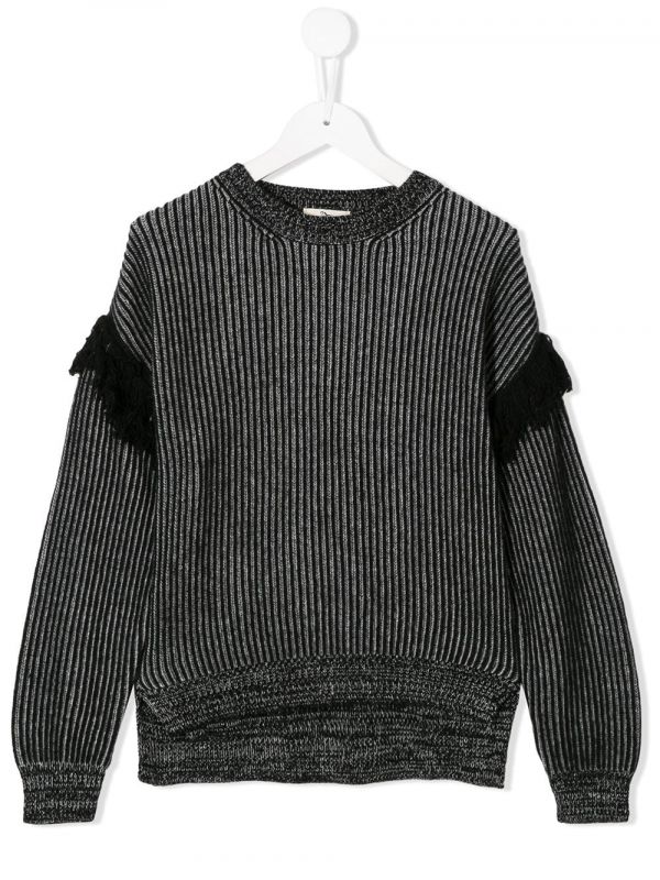  Andorine Pull Nervuré à Franges - Gris 