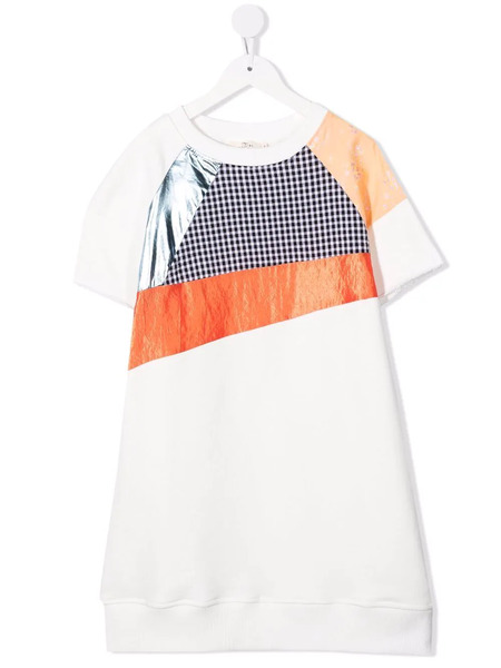  Andorine Robe-pull à Design Patchwork - Blanc 