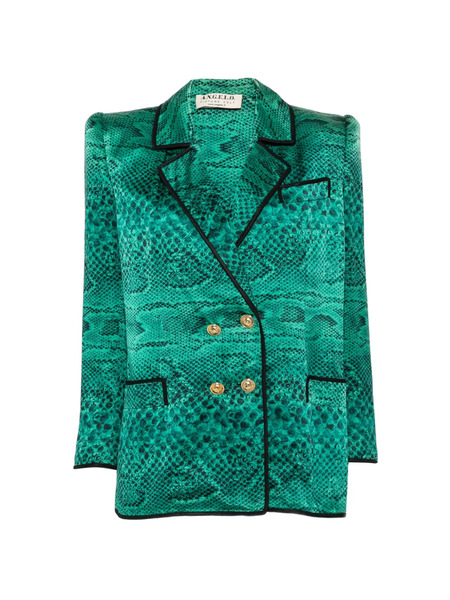  A.n.g.e.l.o. Vintage Cult Blazer à Boutonnière Croisée Et Imprimé Peau De Serpent (années 1980) - Vert 