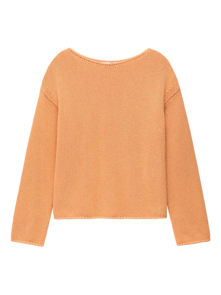  Another Tomorrow Pull En Maille à Design Drapé - Orange 