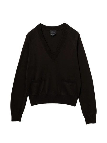  A.p.c. Pull En Coton à Col V - Marron 