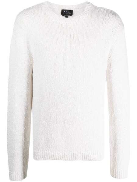  A.p.c. Pull En Maille à Col Rond - Blanc 