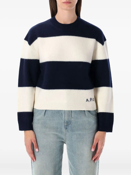  A.p.c. Pull Penny En Maille à Rayures - Blanc 