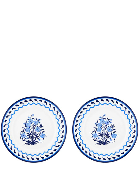  Aquazzura Casa Lot De Deux Assiettes Jaipur En Porcelaine - Bleu 