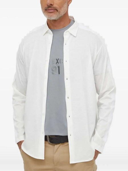  Armani Exchange Chemise à Bandes Logo - Blanc 