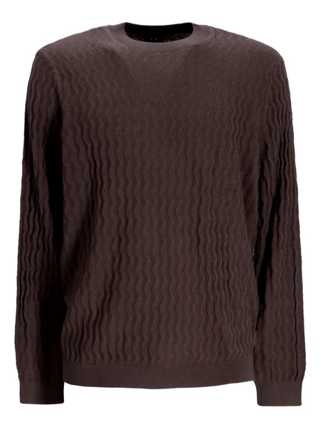  Armani Exchange Pull En Maille Nervurée - Marron 