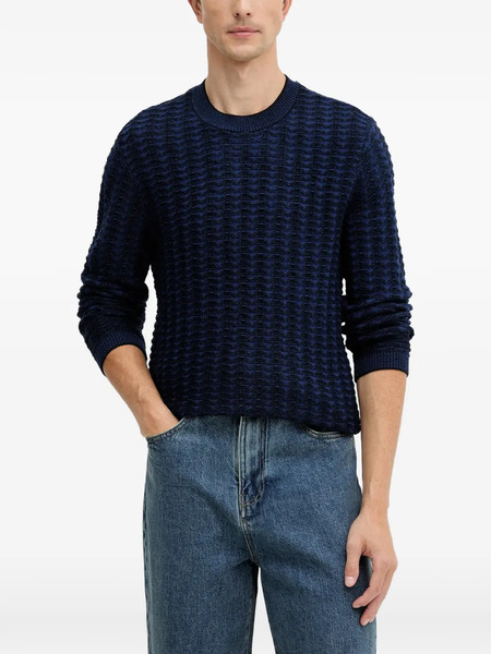  Armani Exchange Pull En Maille Texturée - Bleu 
