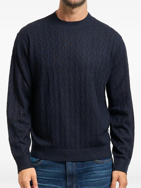  Armani Exchange Pull En Maille Texturée - Bleu 