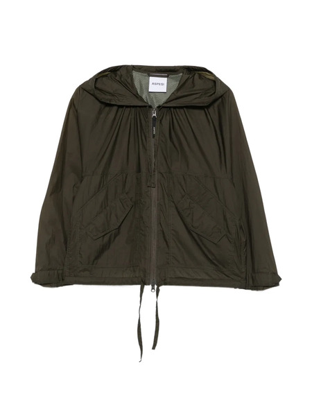 Aspesi Drawstring-hooded Zip-up Jacket - Vert 