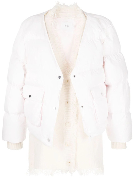  B+ab Doudoune Frangée à Design Superposé - Rose 