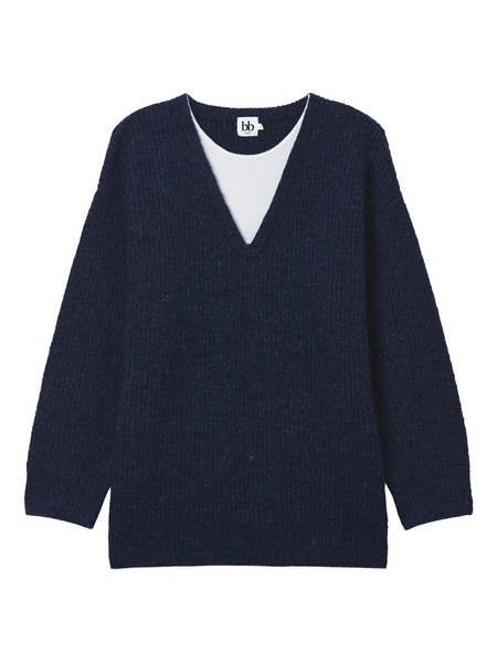  B+ab Pull à Col V - Bleu 