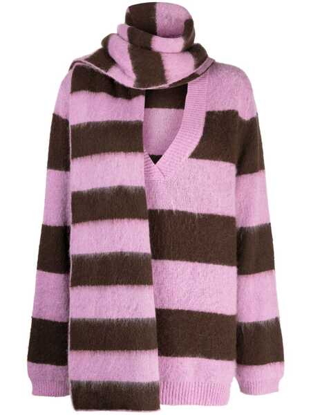  B+ab Pull Rayé à Col V - Violet 