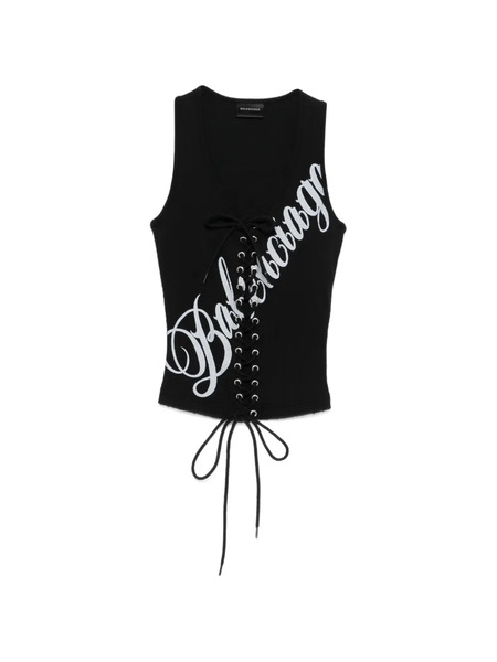  Balenciaga Débardeur à Détail De Logo à Lacets - Noir 