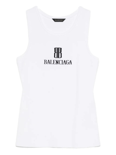  Balenciaga Débardeur à Logo Intarsia - Blanc 