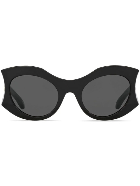  Balenciaga Eyewear Lunettes De Soleil Rondes à Plaque Logo - Noir 