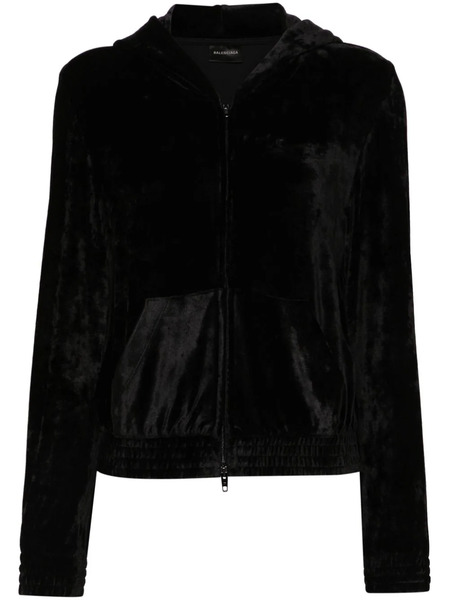  Balenciaga Hoodie En Velours Bb Paris à Fermeture Zippée - Noir 
