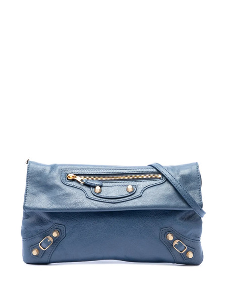  Balenciaga Pre-owned 2014 Lambskin Motocross Giant 12 Envelope Clutch With Strap Crossbody Bag - Bleu 