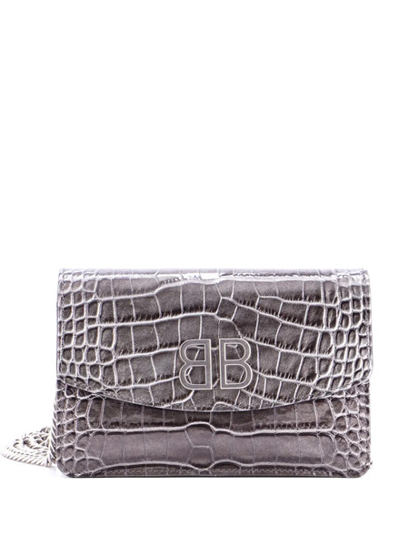  Balenciaga Pre-owned Petit Sac Porté épaule Rond En Cuir à Effet Peau De Crocodile à Bride En Chaîne Bb - Métallisé 